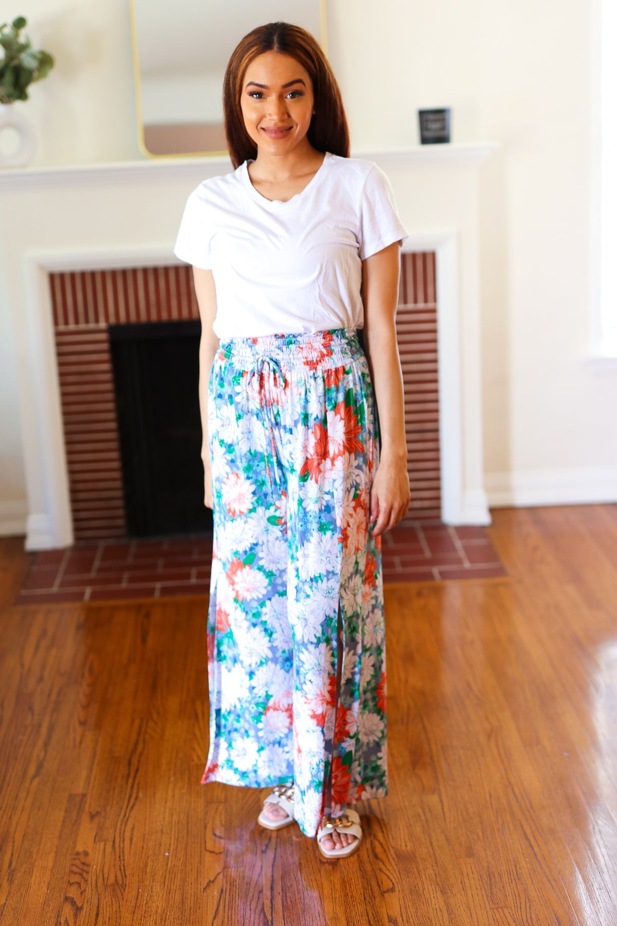 Mauve Tie Back Crinkle Floral Top