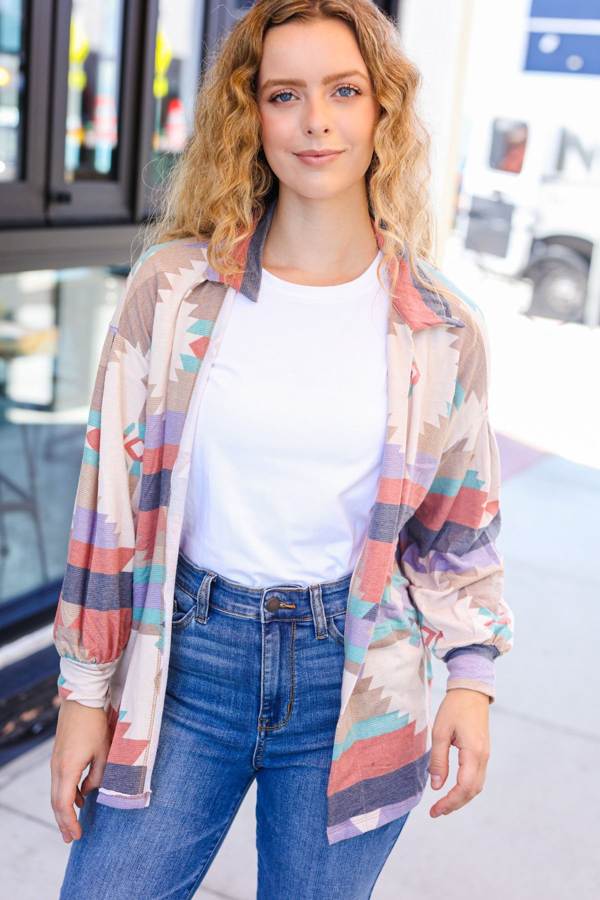 Mustard Hacci Plaid Two Tone Animal Print Top