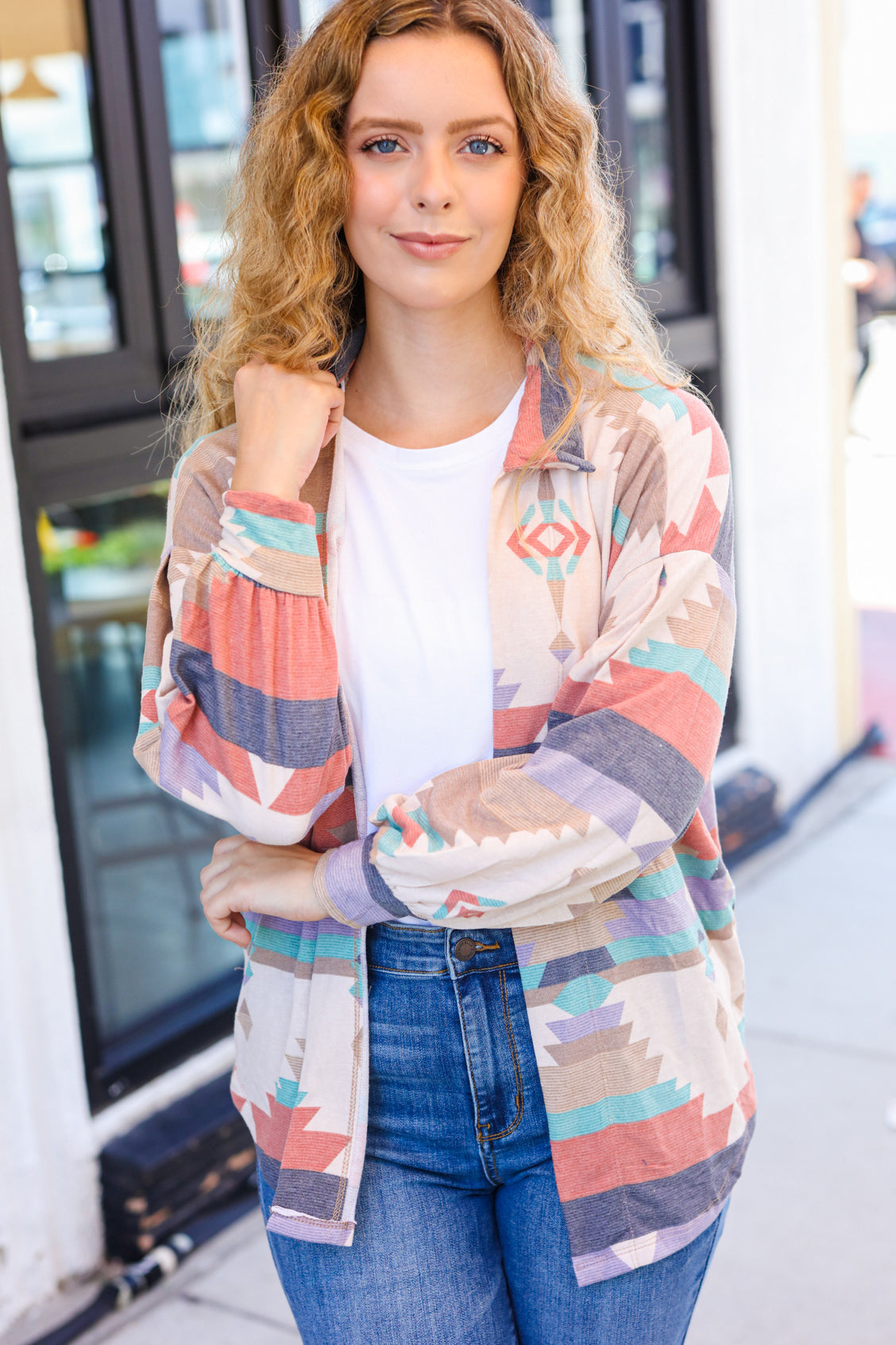 Mustard Hacci Plaid Two Tone Animal Print Top