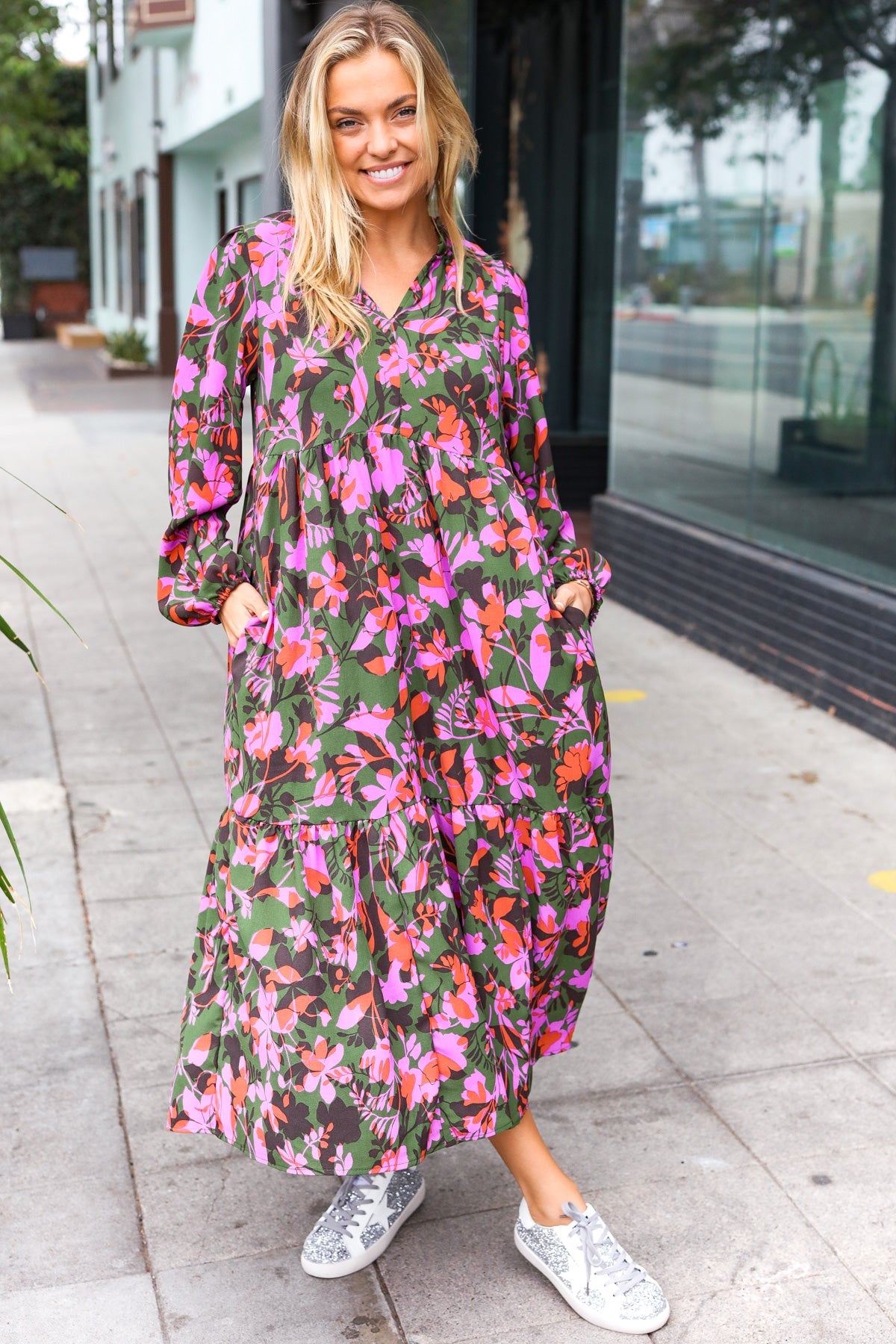 Flirtatious Black Ditzy Floral Fit & Flare Midi Dress
