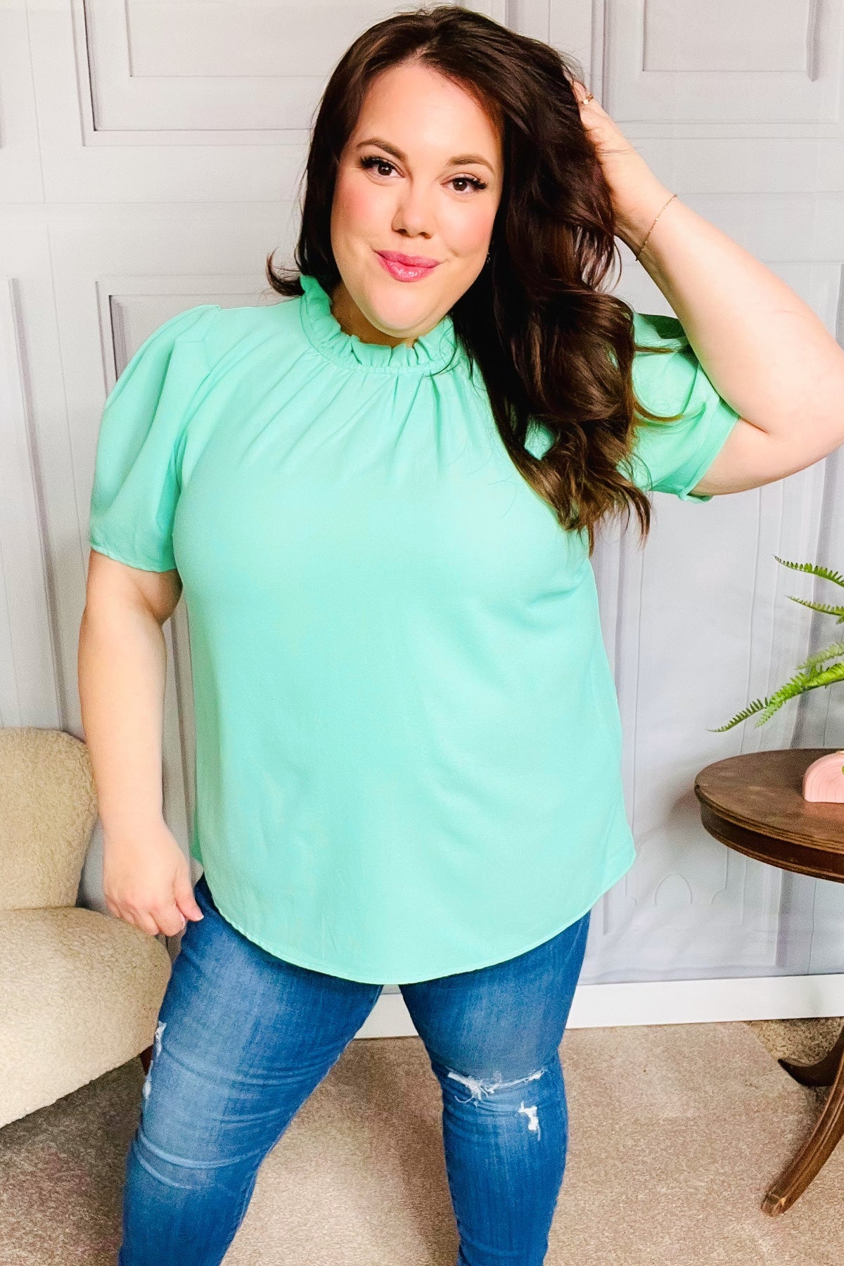 Multicolor Vertical Stripe V Neck Babydoll Top