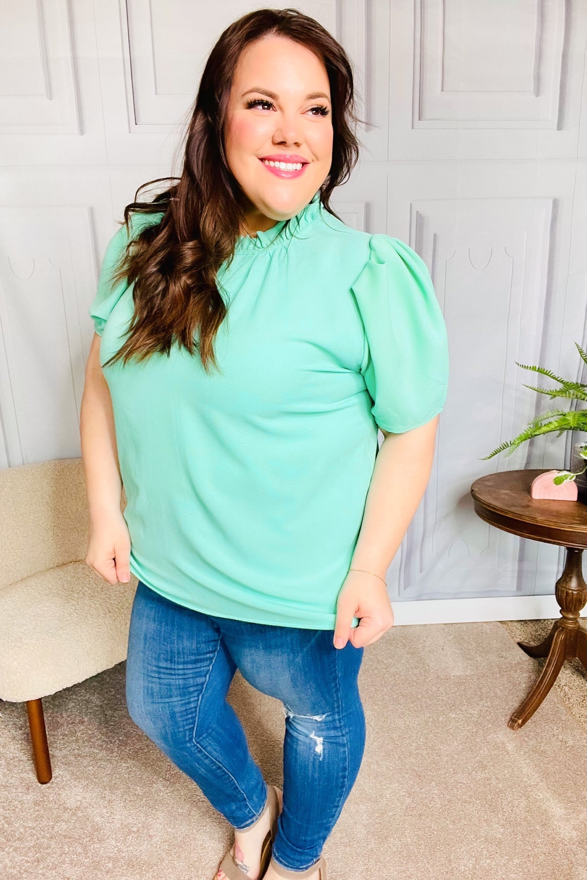 Multicolor Vertical Stripe V Neck Babydoll Top