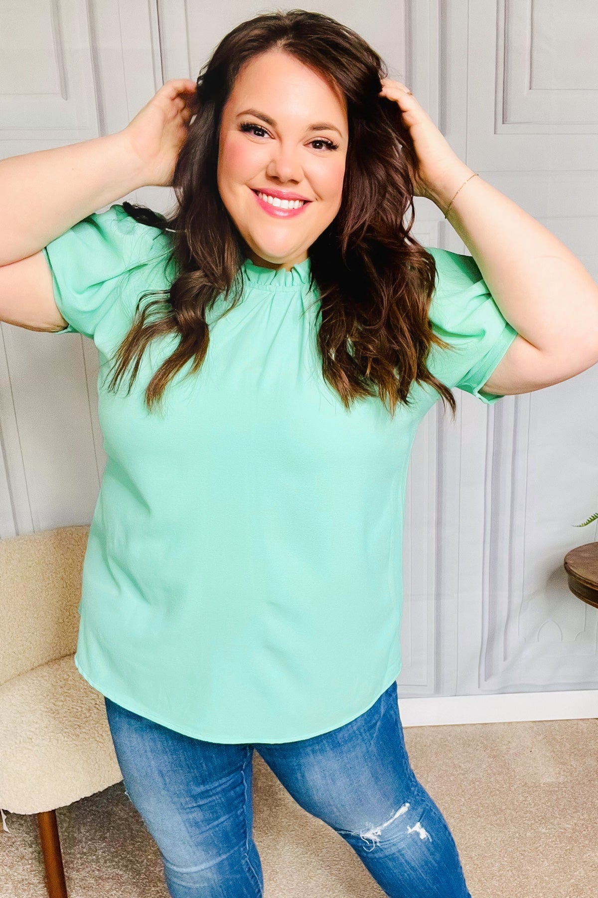 Multicolor Vertical Stripe V Neck Babydoll Top