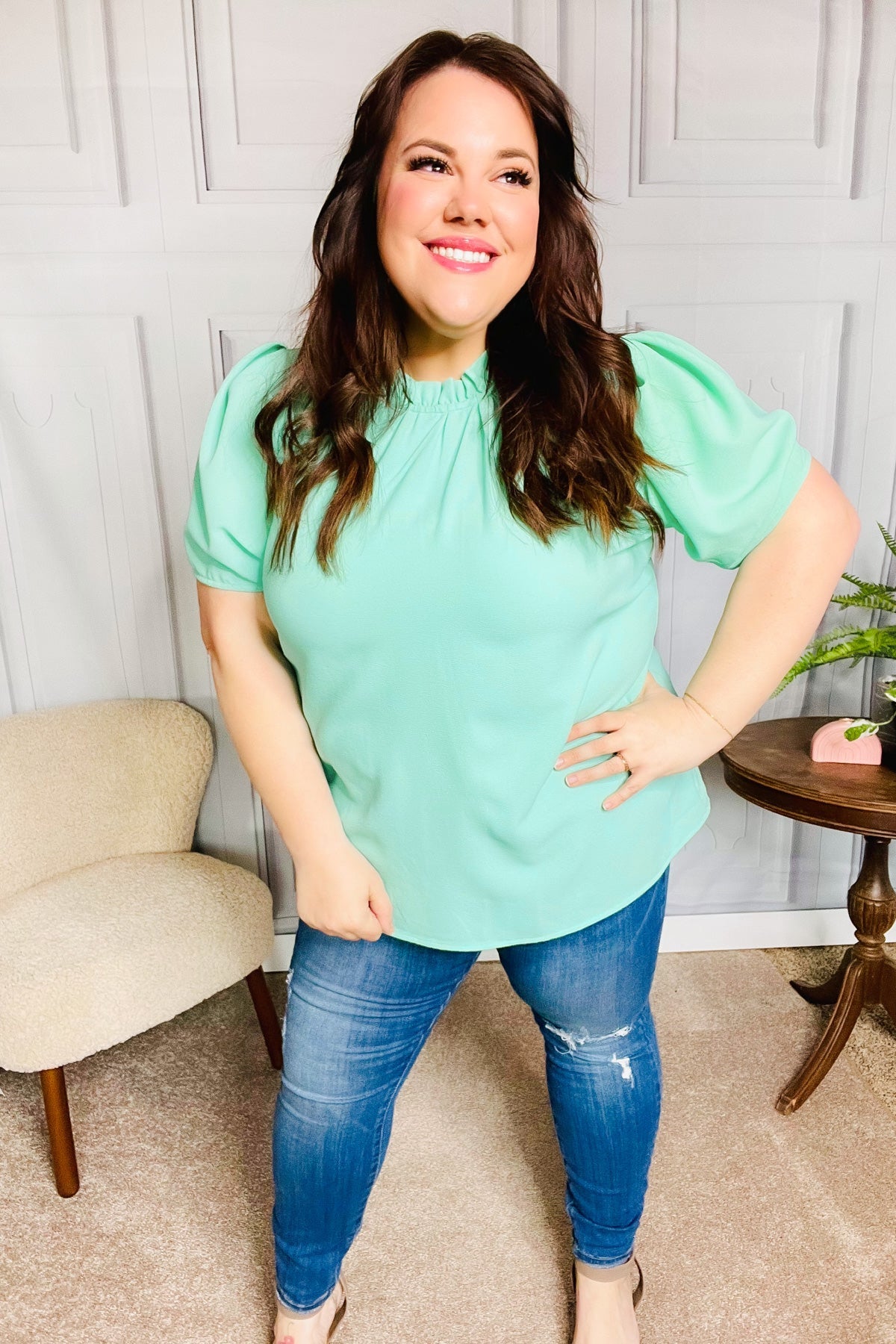 Multicolor Vertical Stripe V Neck Babydoll Top