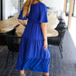 Live For Today Royal Blue Elastic V Neck Tiered Maxi Dress