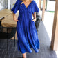 Live For Today Royal Blue Elastic V Neck Tiered Maxi Dress