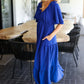 Live For Today Royal Blue Elastic V Neck Tiered Maxi Dress