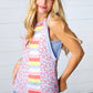Coral & Denim Stripe Floral Print Tank Top