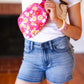 Hot Pink Smiley Face & Flowers Crossbody Belt Sling Bag