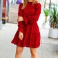 Simply Merry Burnt Red Animal Print Mock Neck Tiered Dress