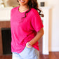 Be Your Best Fuchsia Cable Knit Dolman Short Sleeve Sweater Top