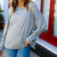 Heather Grey Drop Shoulder Bubble Sleeve Outseam Top