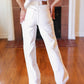 Judy Blue Above & Beyond White Braided Waist Wide Leg Jeans