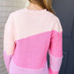 Make You Smile Pink Diagonal Color Block Sweater