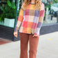 Gorgeous In Rust Checker Plaid French Terry Top