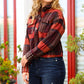 City Streets Burgundy & Rust Plaid Studded Cropped Jacket