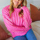 True Love Pink Lace Trim Oversized Knit Sweater