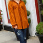 Only For You Rust Waffle Button Down Oversized Shacket