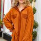 Only For You Rust Waffle Button Down Oversized Shacket