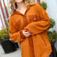 Only For You Rust Waffle Button Down Oversized Shacket