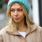 Teal Multicolor Cable Knit Pom-Pom Beanie