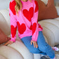 Cupid's Arrow Pink & Red Heart Jacquard Sweater