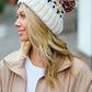 Cream Multicolor Cable Knit Pom-Pom Beanie