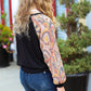 A Piece of Me Black Abstract Print Textured Bubble Sleeve Top