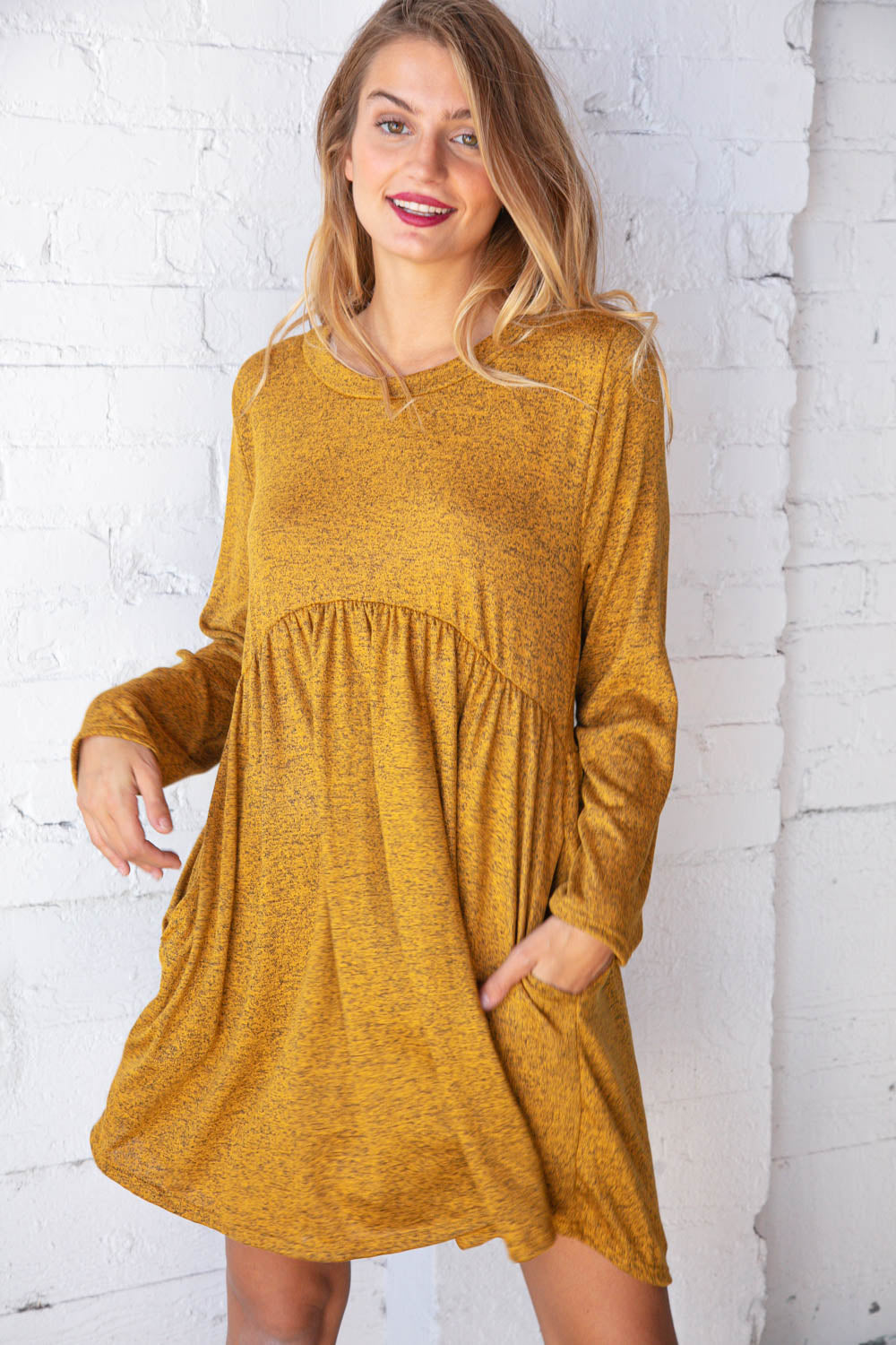 Sunflower Two Tone Babydoll Pocketed Dress