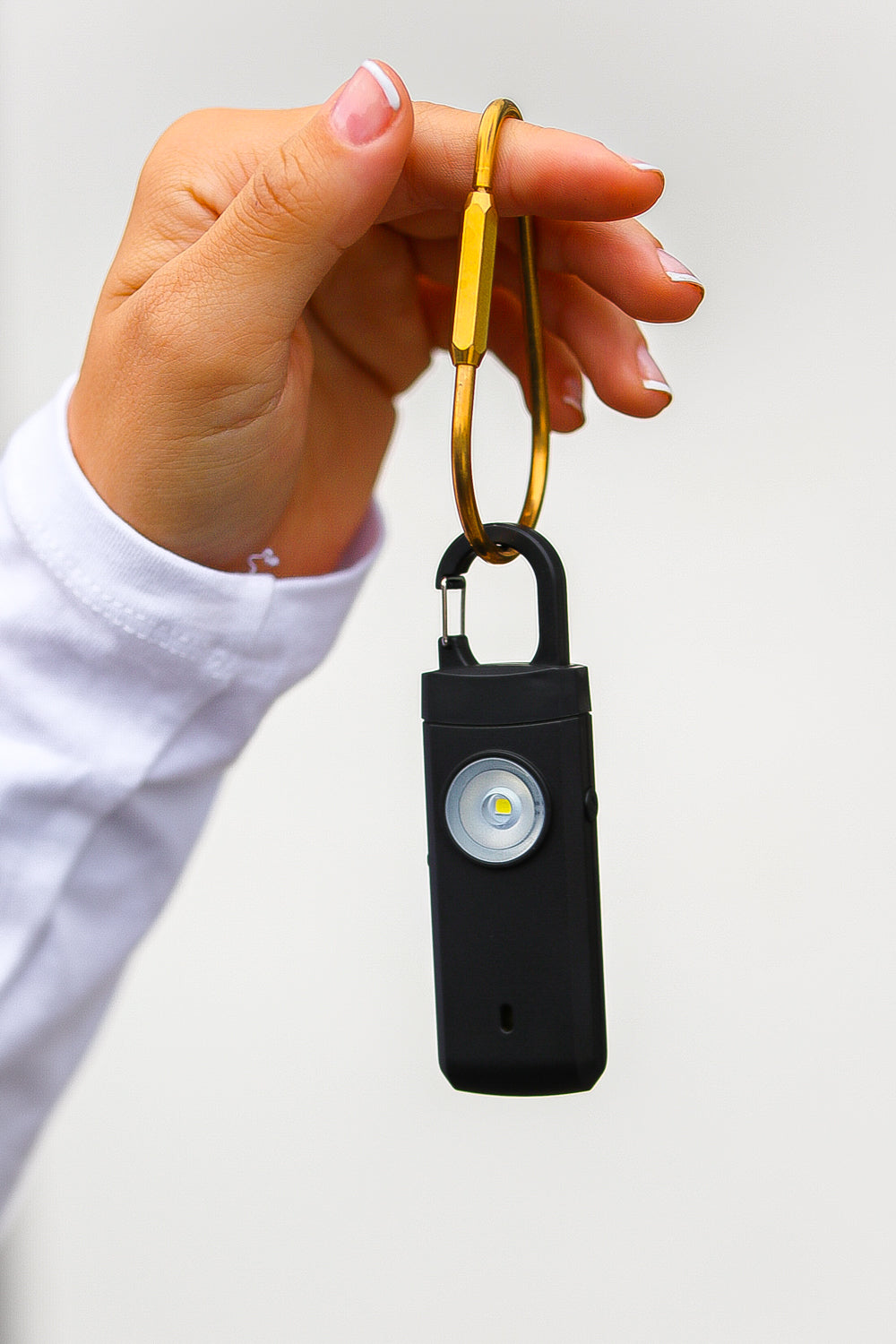 Black Personal Alarm Flashlight Keychain