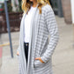 Taking It Easy Grey Striped Hacci Open Cardigan