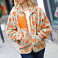 Spice Of Life Sage Flower Print Sherpa Button Down Jacket