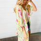 Sage Floral Print Chiffon Cover Up Kimono