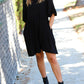 Black Three Quarter Puff Sleeve Babydoll Dress