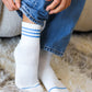 White & Blue Sporty Ankle Socks