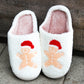 Holiday Gingerbread Print Fleece Slippers