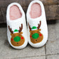 Holiday Reindeer Print Fleece Slippers