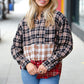 Taupe & Red Plaid Color Block Shacket