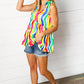 Multicolor Wavy Stripe Shoulder Tie Detail Top