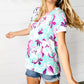 Turquoise & Purple Flat Floral Print Top