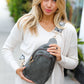 Cement Vegan Leather Designer Strap Lined Sling