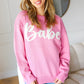 Pink "Babe" Embroidered Pop Up Sweater