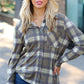 Olive Plaid Lightweight Button Up Shacket