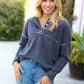 Ash Textured Out Seam Button Down Sweater Top
