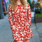 Just Be You Rust Floral Long Sleeve Babydoll Dress
