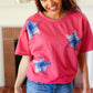 Patriotic Red Fench Terry Plaid Star Patch Top