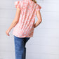 Peach Floral Print Frilled Short Sleeve Yoke Top