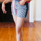 American Flag High Rise Frayed Hem Denim Shorts