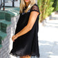 Black Embroidered Lace Yoke Fit & Flare Dress