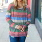 Feeling Bold Blue/Olive Textured Vintage Stripe Top